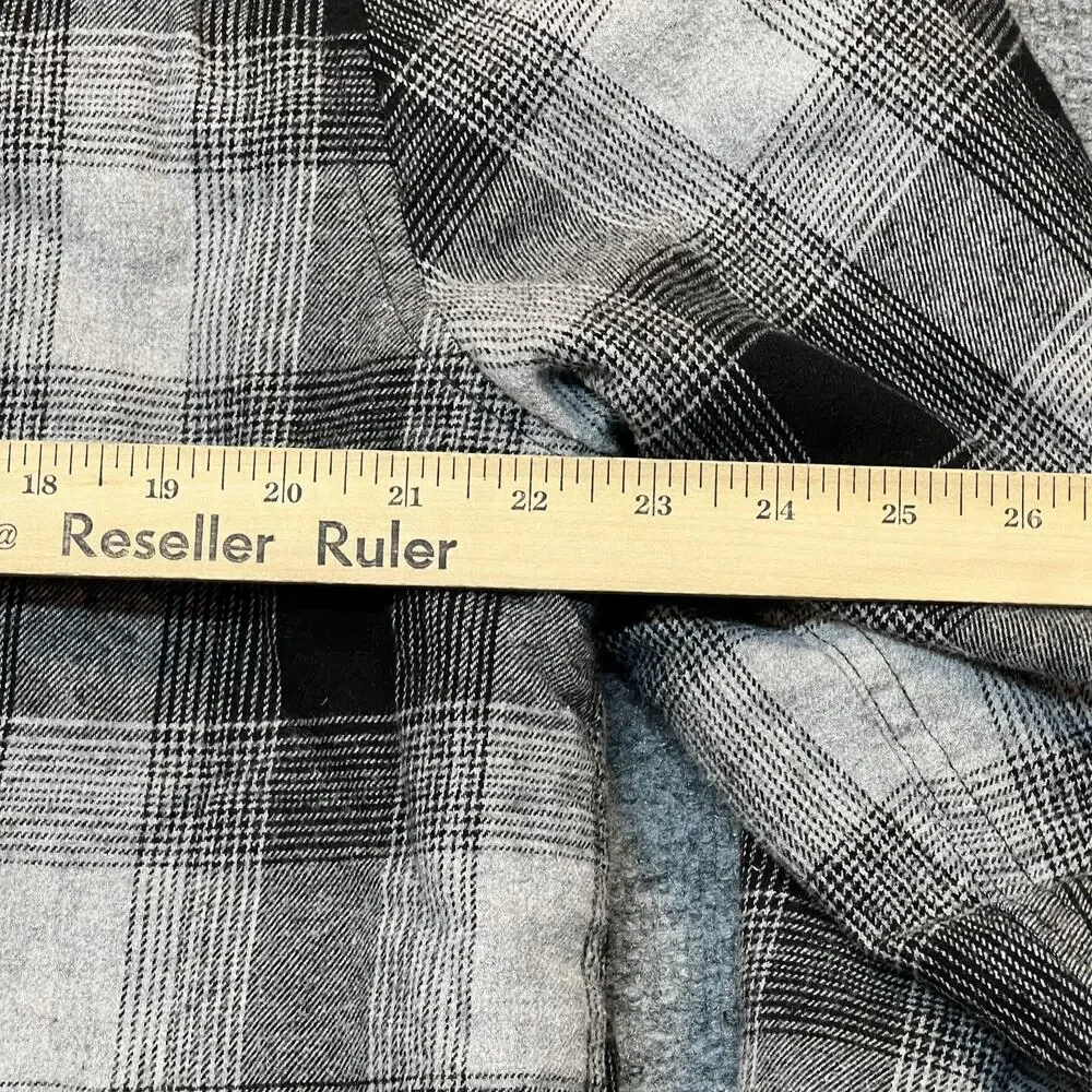 Eddie Bauer Jacket Mens Large Gray Plaid Sherpa Lined Flannel Full Zip Outdoor